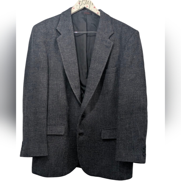 VTG Barrington 100% Wool Black & Gray Tweed Lined Men's Sports Coat Jacket Suit - Picture 10 of 10